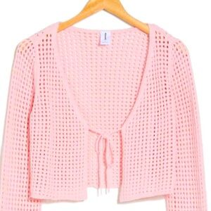 Abound Pink Tie Front Open Stitch Nordstrom Cardigan Size L NWT